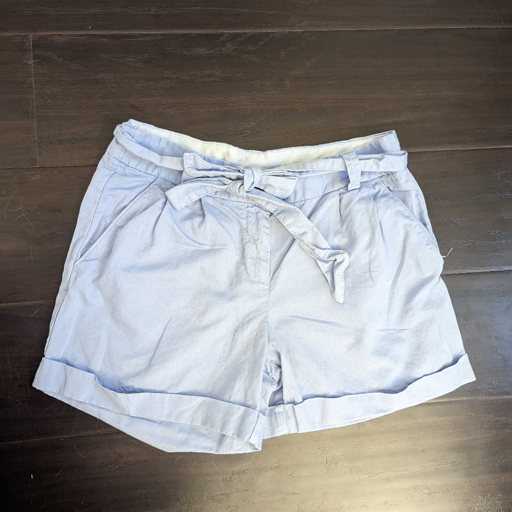 J. Crew High Rise Cotton/Linen Shorts Light Blue Sz 2